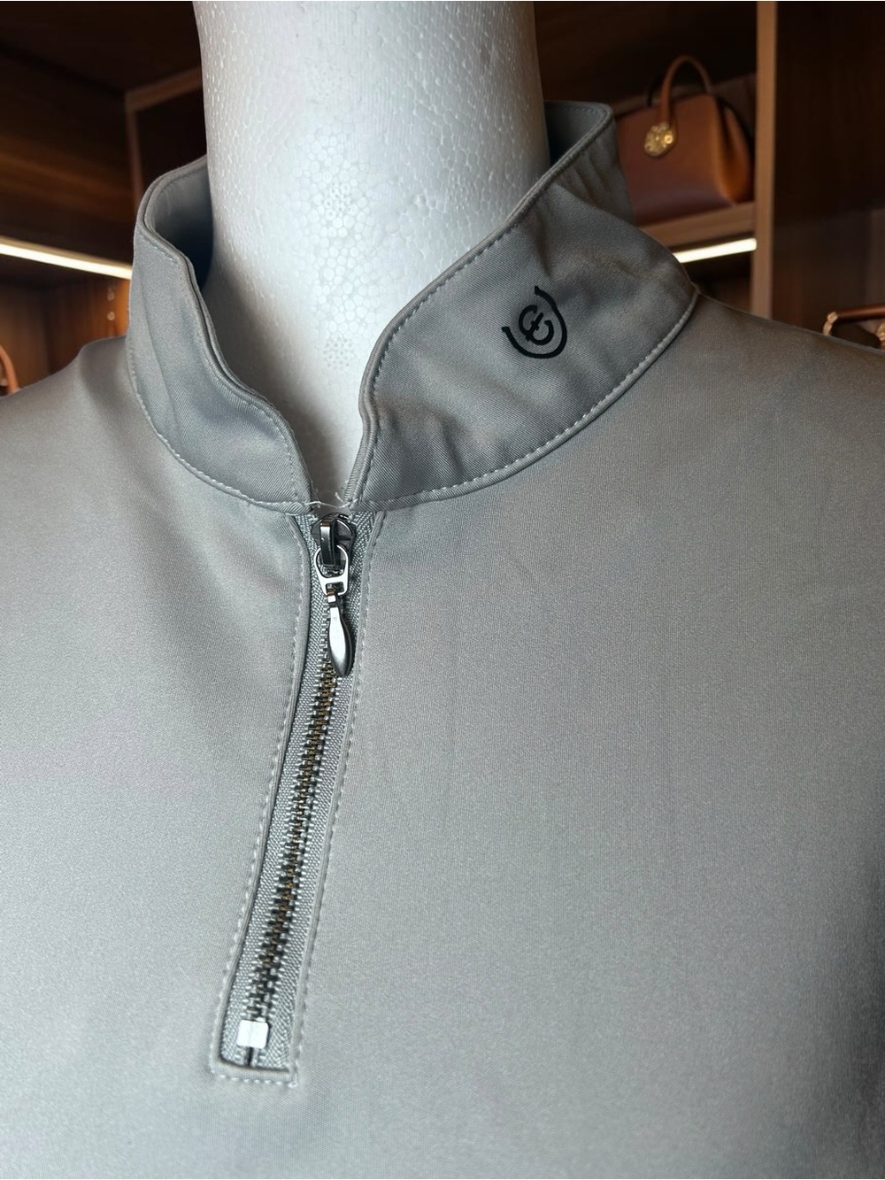 Equestrian Stockholm Women's Light Grey Long-Sleeve Zip Top - Picture 3 of 12